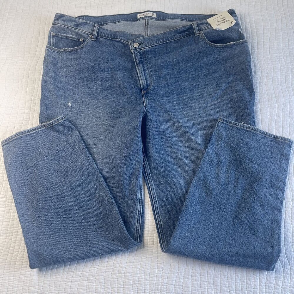 Abercrombie & Fitch 90s Straight Ultra High Rise Jeans Plus Size 37/24L NEW